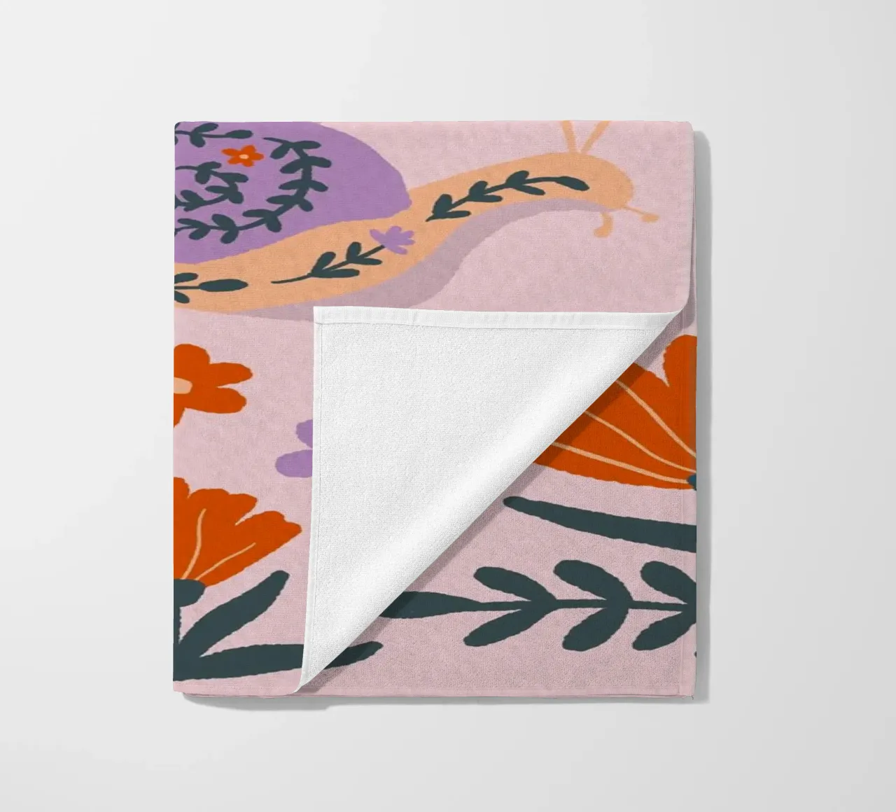 Lumache e fiori - viola e arancione telo mare da Wackapacka