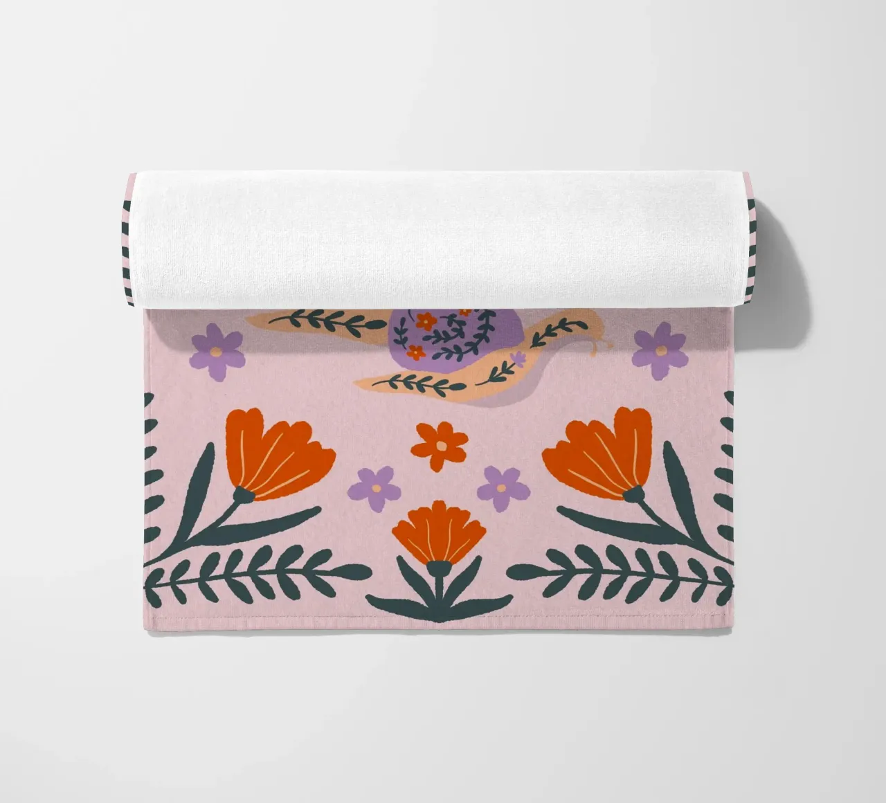 Lumache e fiori - viola e arancione telo mare da Wackapacka