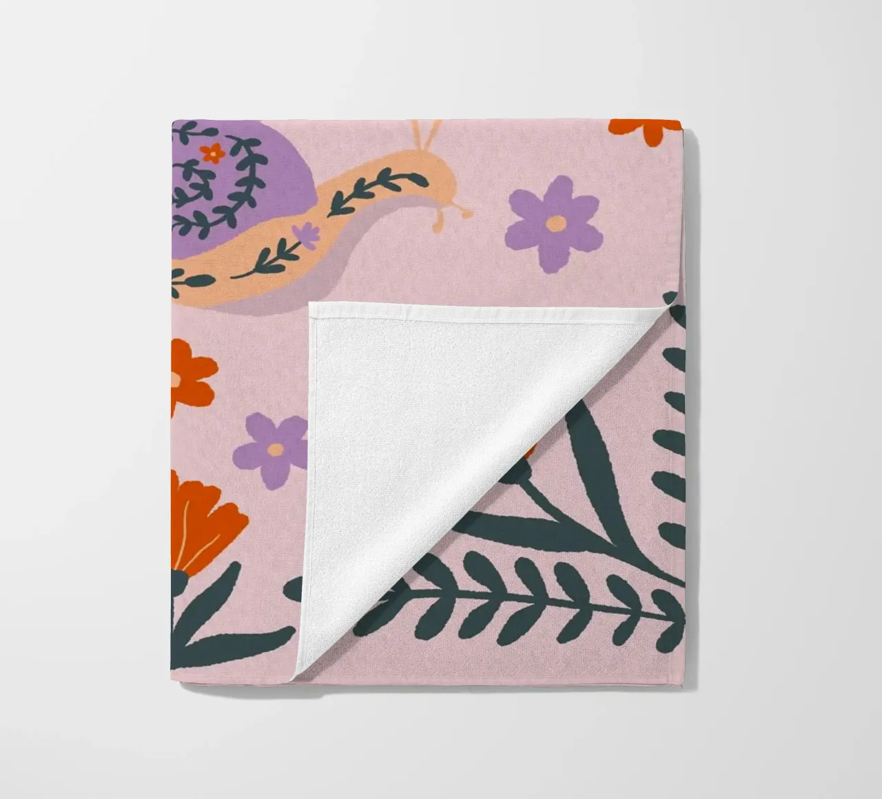 Lumache e fiori - viola e arancione telo mare da Wackapacka