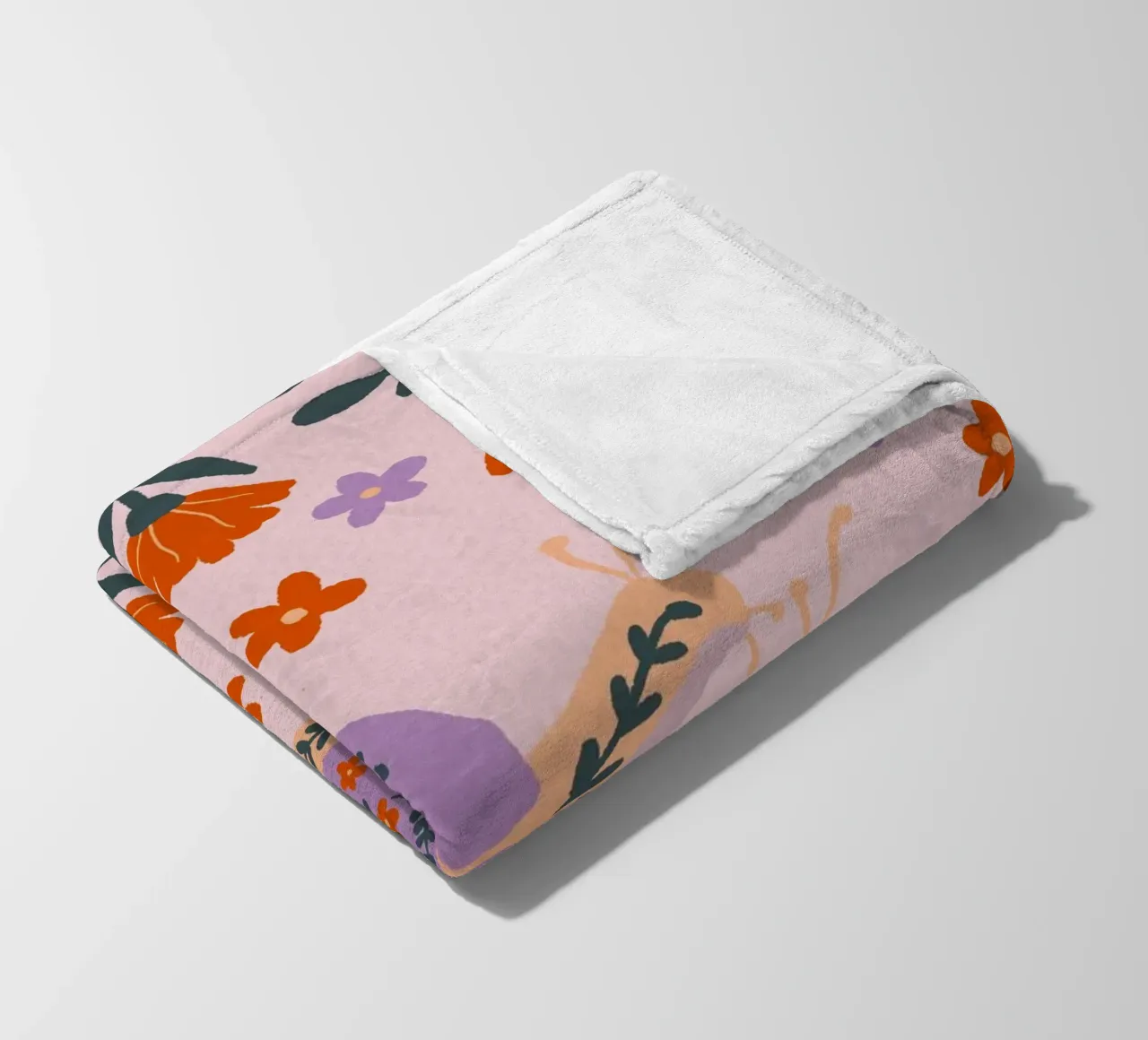 Lumache e fiori - viola e arancione coperta in pile da Wackapacka