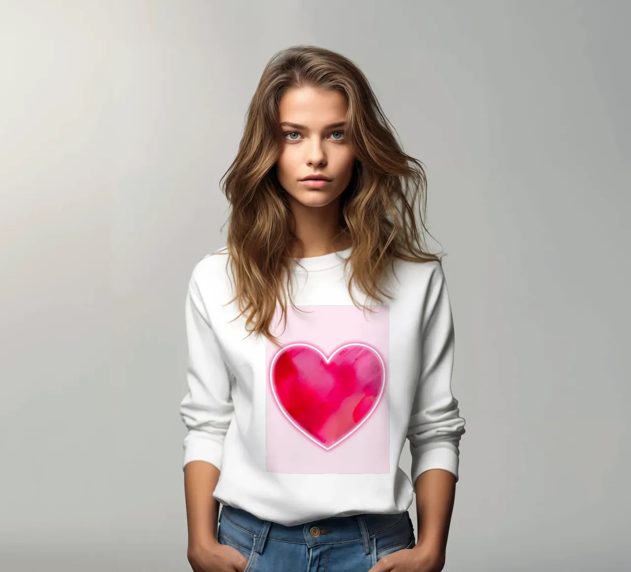 Cuore dipinto rosa multiplo con bordo neon felpa da FABOArt