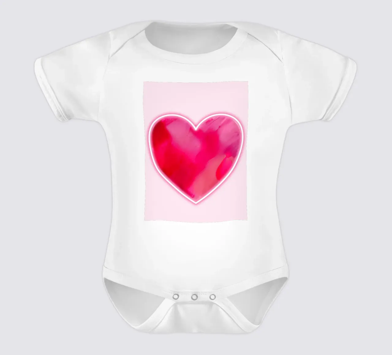 MultiPink Gemaltes Herz mit neonfarbener Umrandung Kurzarm Babybody von FABOArt