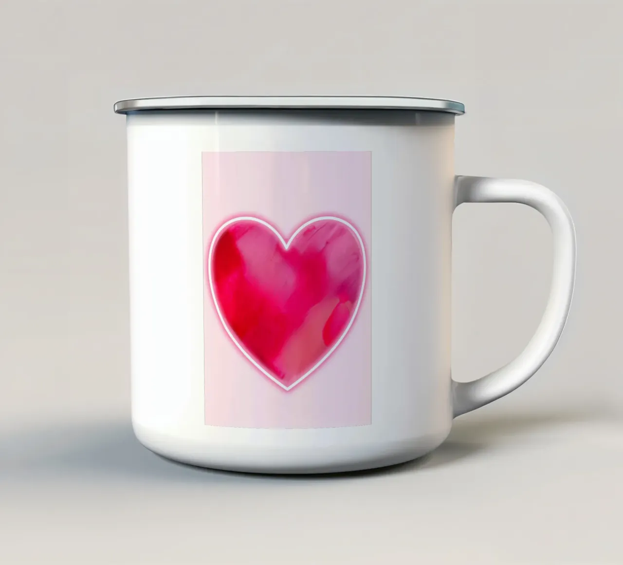 Cuore dipinto rosa multiplo con bordo neon tazza in smalto da FABOArt