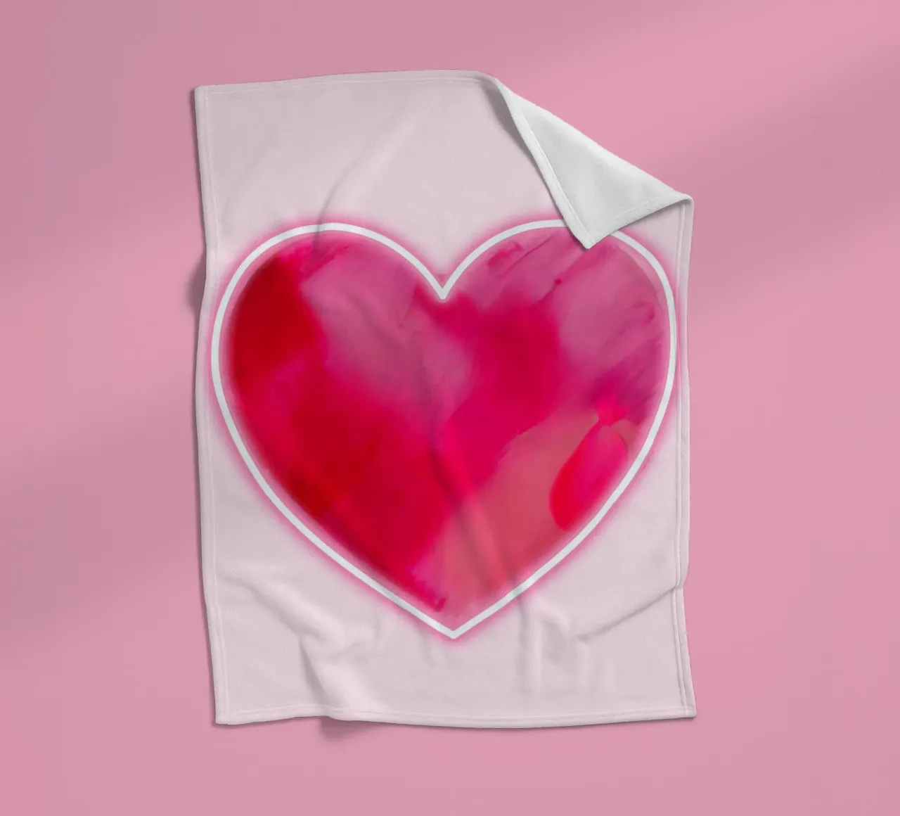 MultiPink Painted Heart with Neon Border fleece blanket by FABOArt