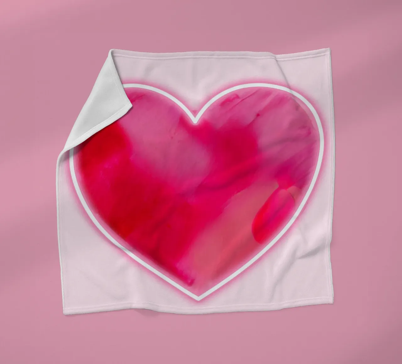 MultiPink Painted Heart with Neon Border fleece blanket by FABOArt