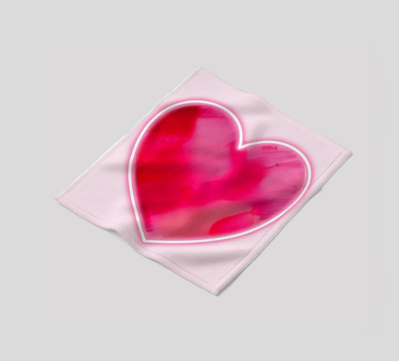 MultiPink Painted Heart with Neon Border fleece blanket by FABOArt