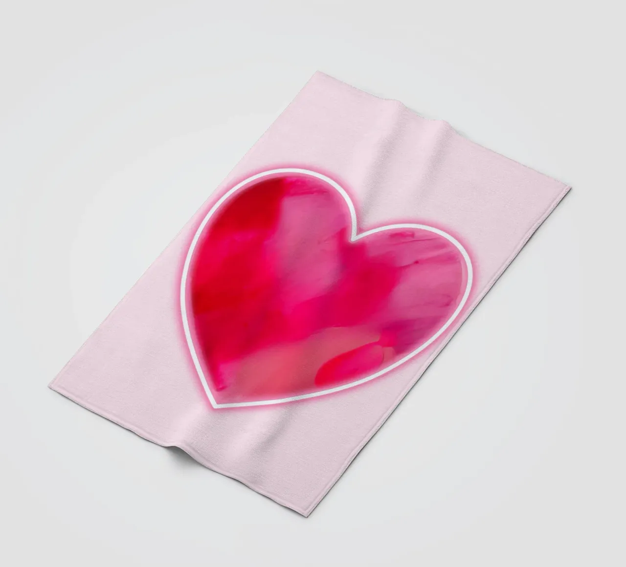 MultiPink Painted Heart with Neon Border fleece blanket by FABOArt