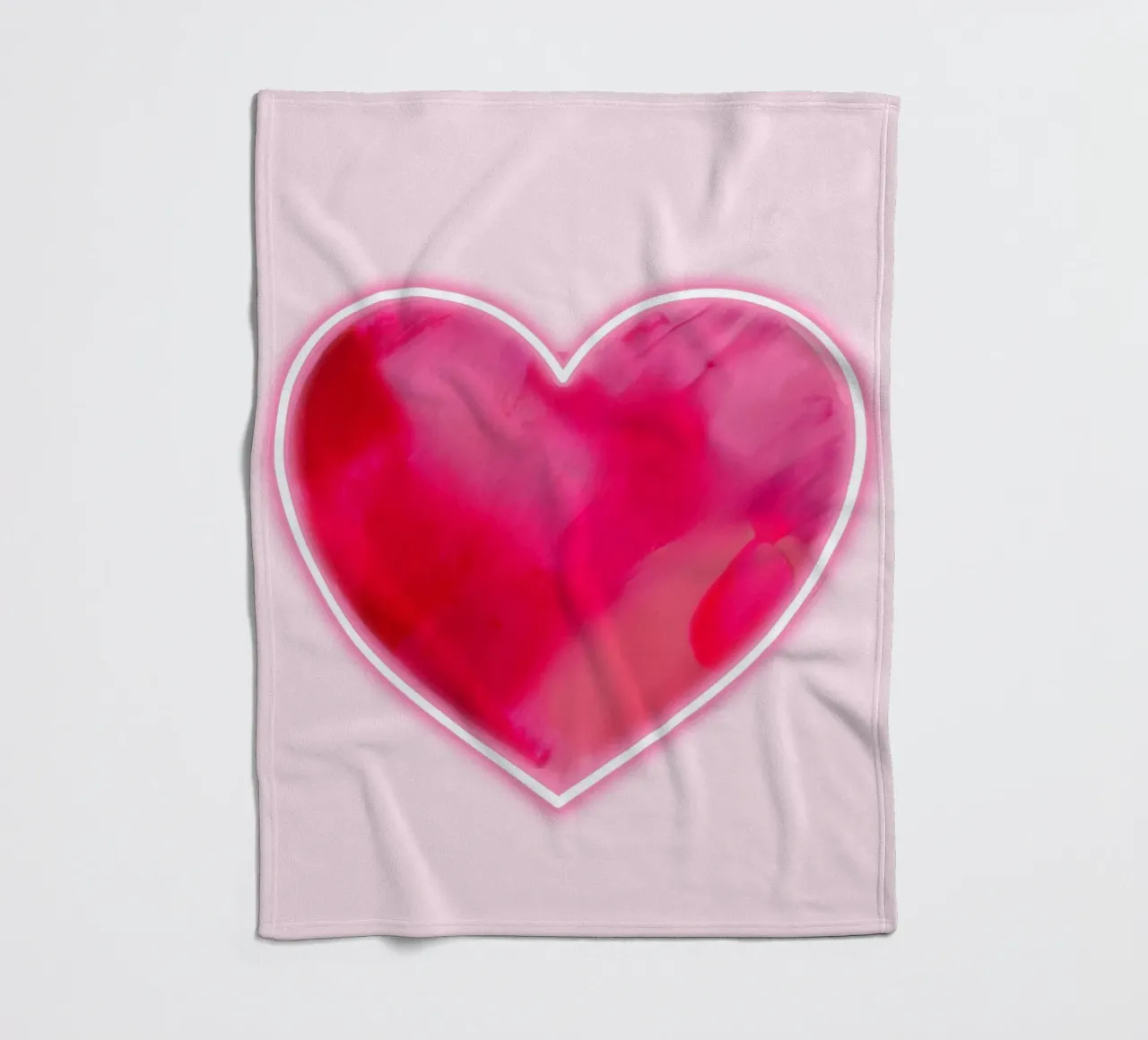 MultiPink Painted Heart with Neon Border fleece blanket by FABOArt