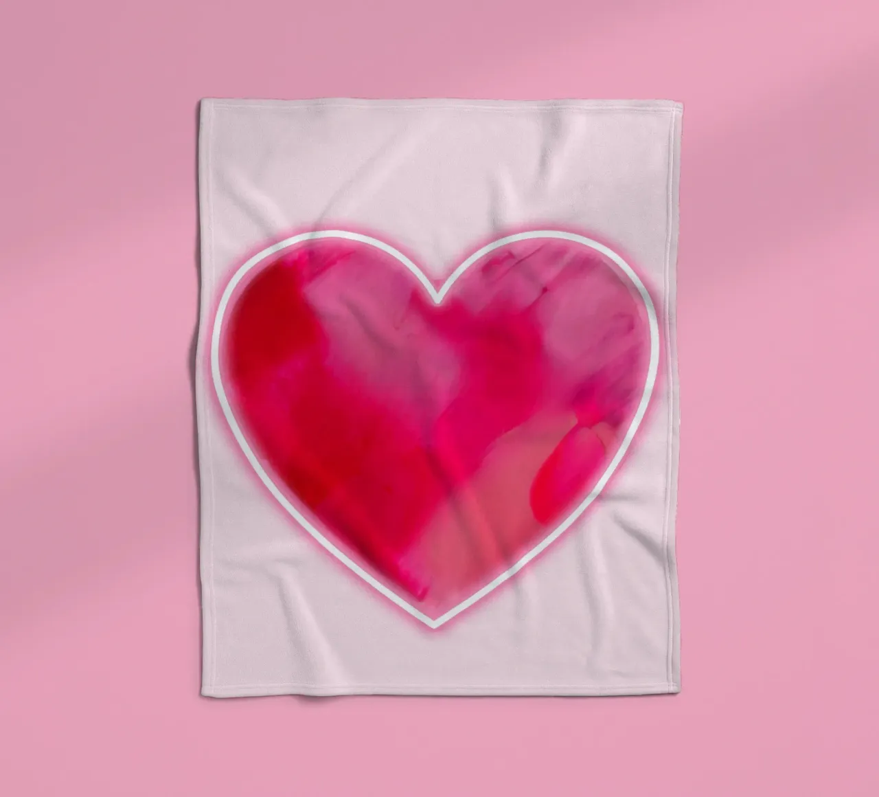 MultiPink Painted Heart with Neon Border fleece blanket by FABOArt