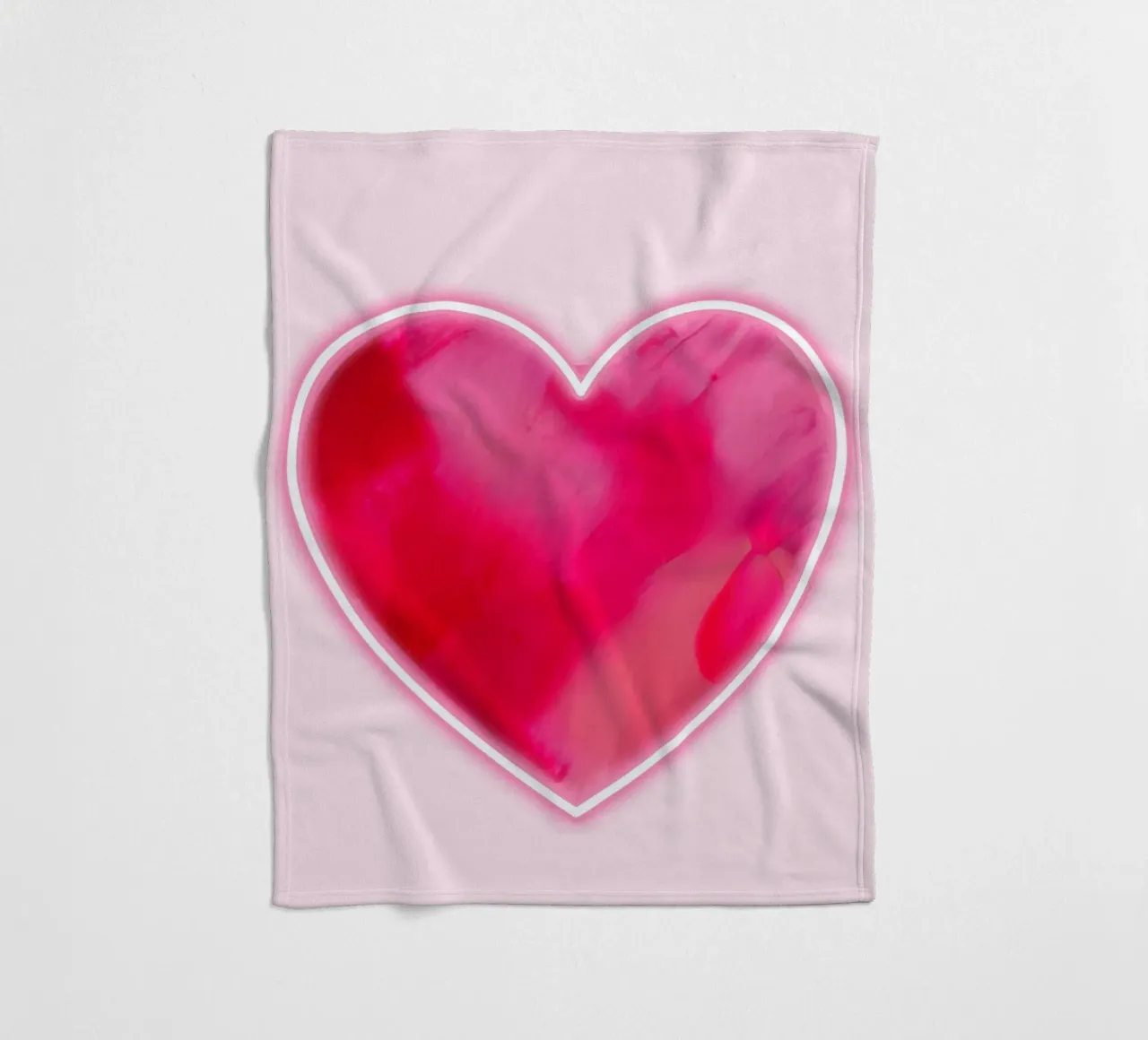 MultiPink Painted Heart with Neon Border fleece blanket by FABOArt