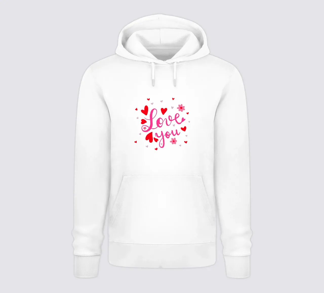 Ti amo - cuori e fiori rosa felpa con cappuccio da Wackapacka
