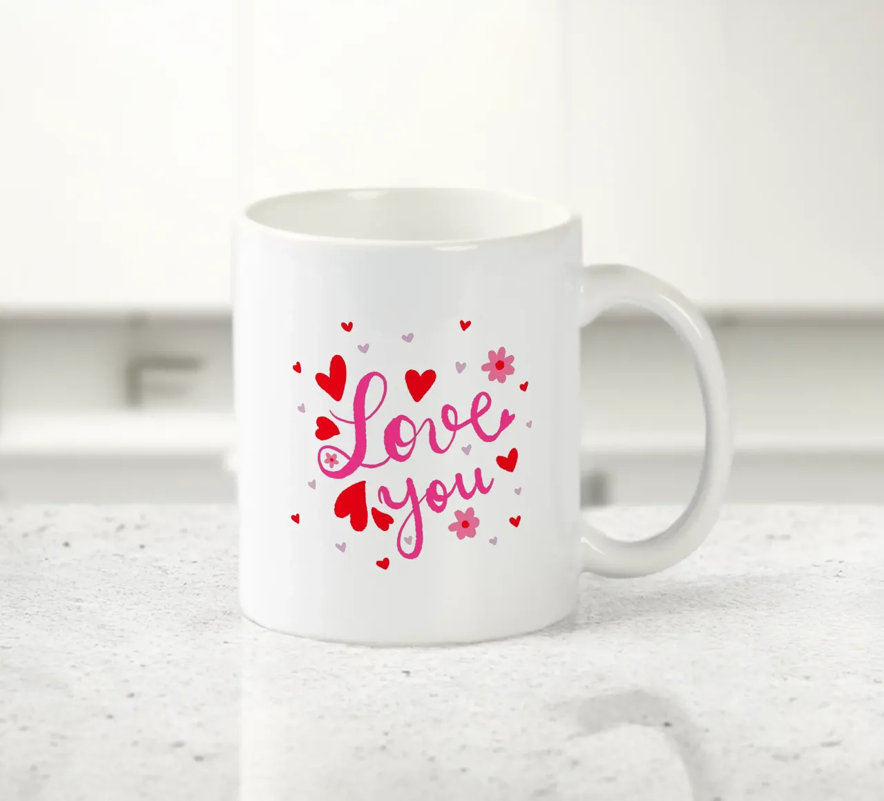 Ti amo - cuori e fiori rosa tazza in ceramica da Wackapacka