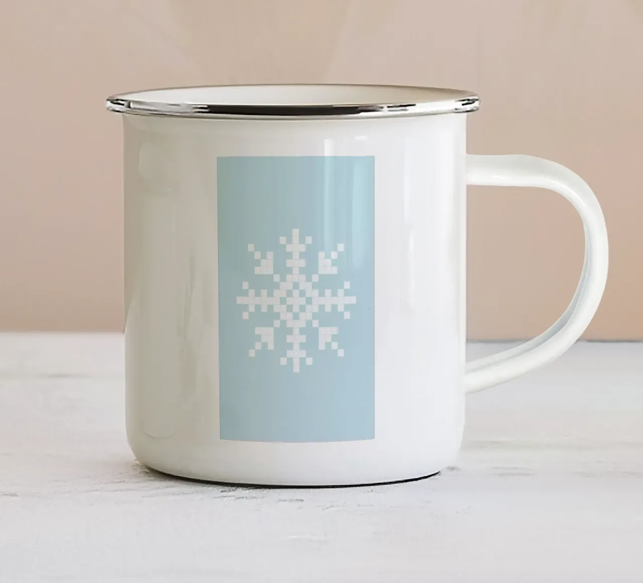 Pixel Snowflake Blue tazza in smalto da Studio One