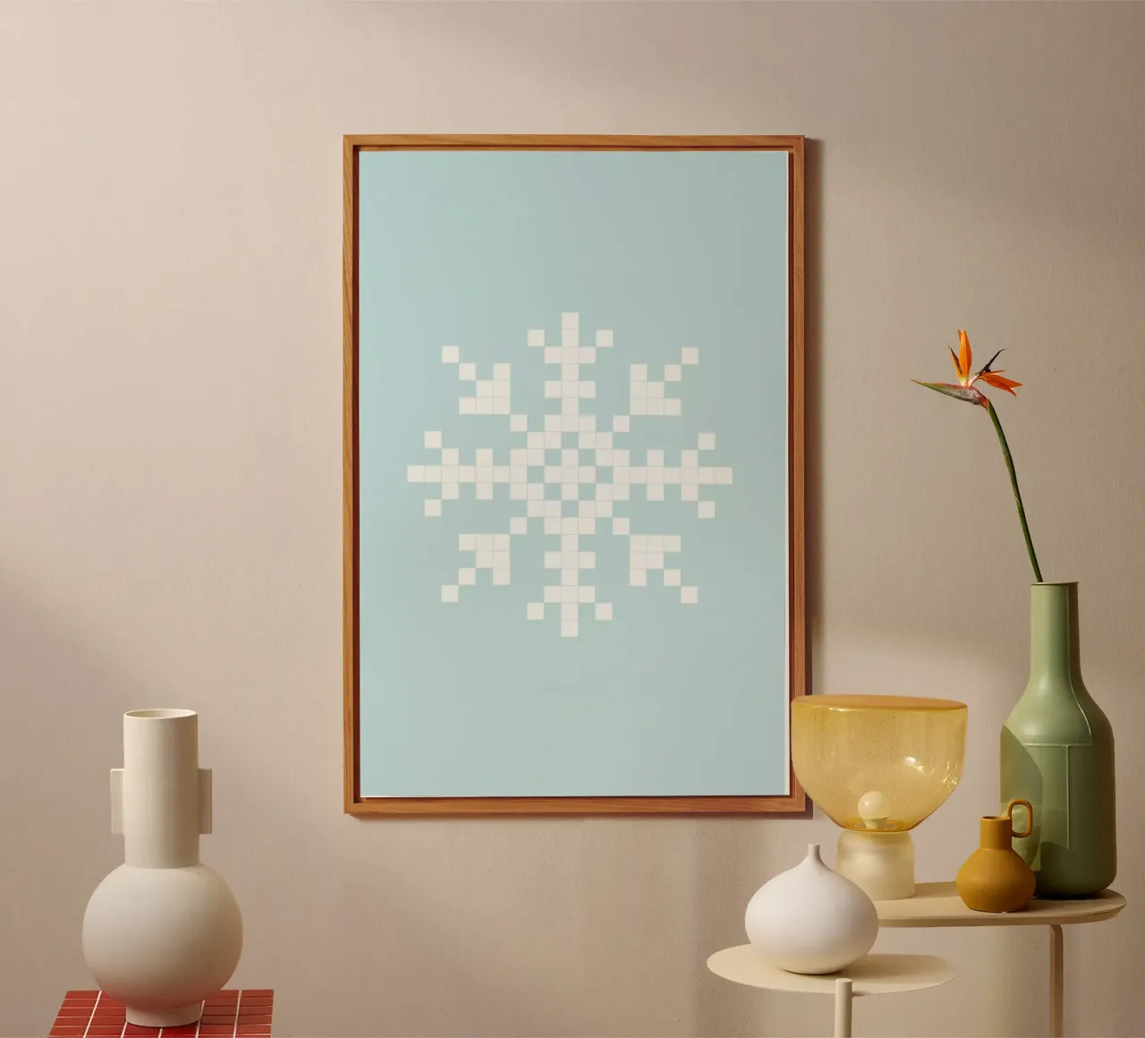 Pixel Snowflake Blue alluminio dibond da Studio One
