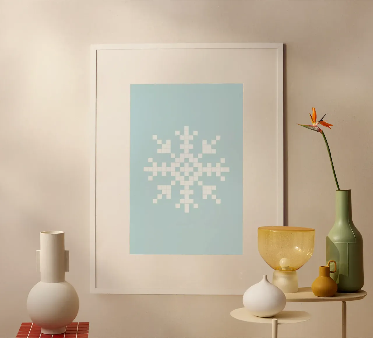 Pixel Snowflake Blue carta hahnemühle da Studio One