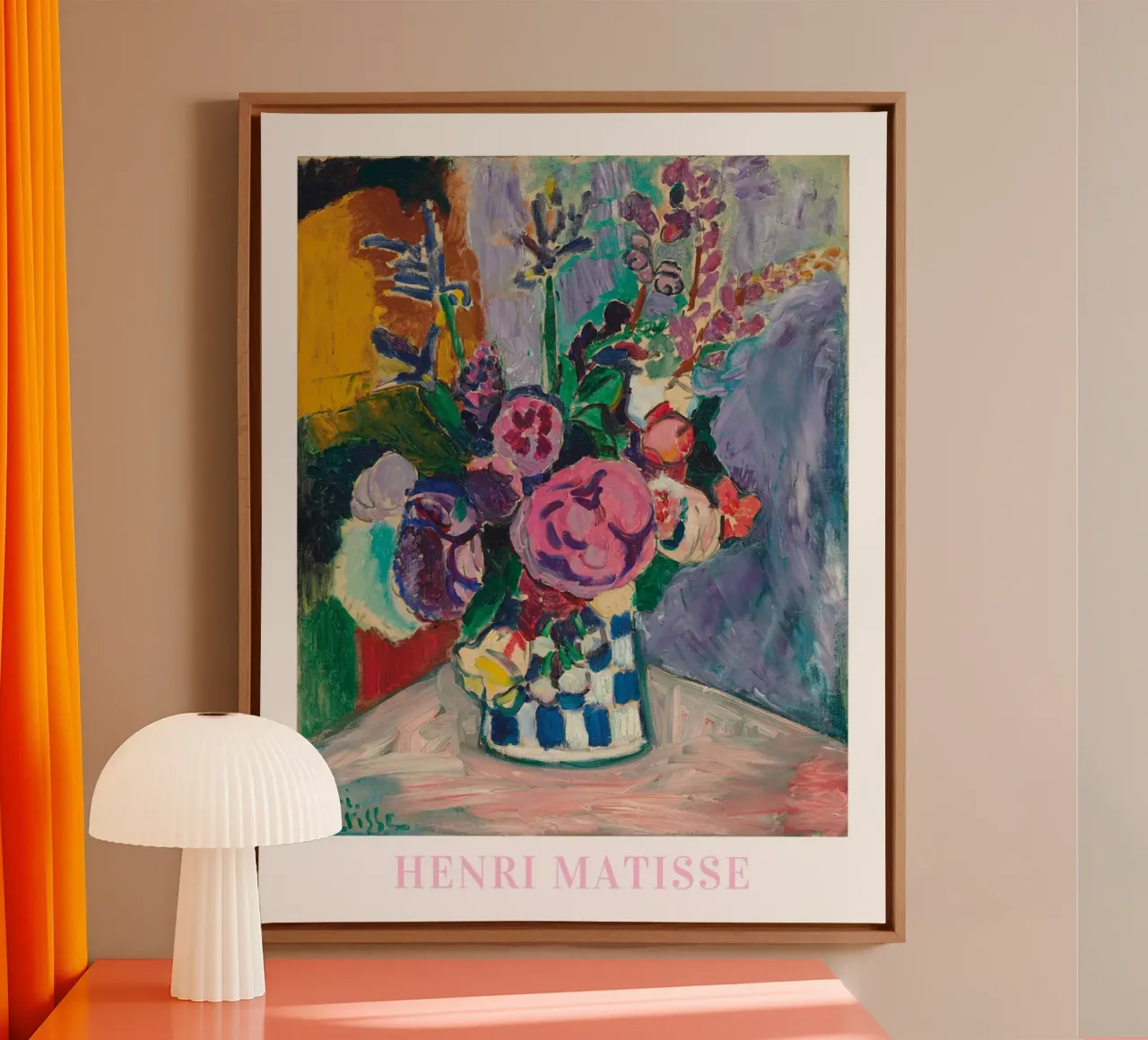 Henri Matisse Wall Art, Flores botánicas abstractas en jarrón lienzo con Marco flotante de ArtHaus