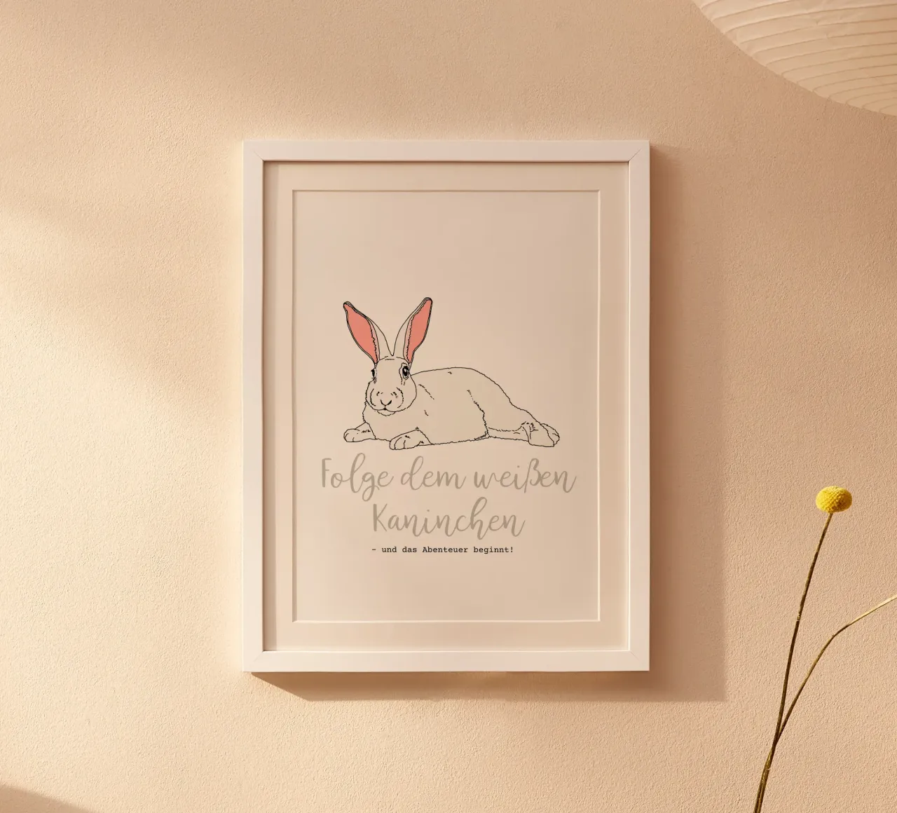 Lepre bianca poster con telaio in plastica da Face & Content