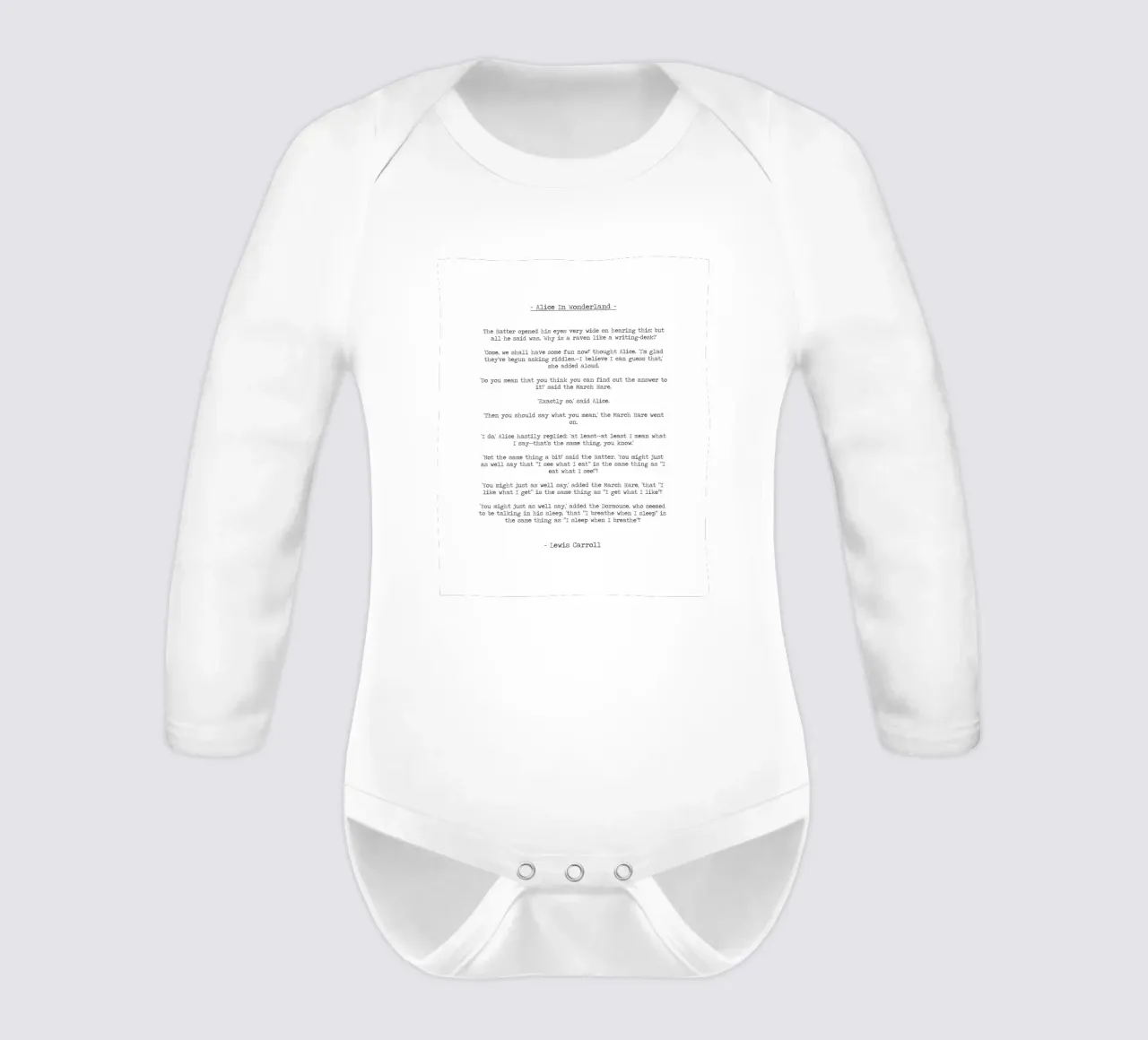 "You should say what you mean" Alice In Wonderland Quote long-sleeve baby romper by Summer Soul Co. - Quotes