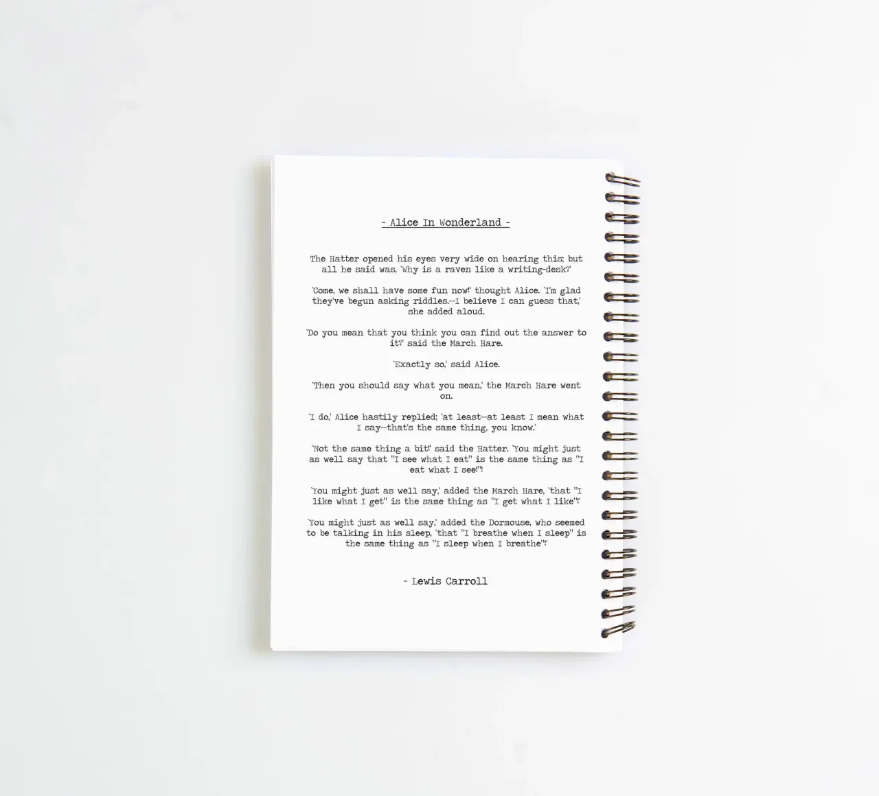 "Man sollte sagen, was man meint" Zitat Alice im Wunderland Ringbuch von Summer Soul Co. - Quotes
