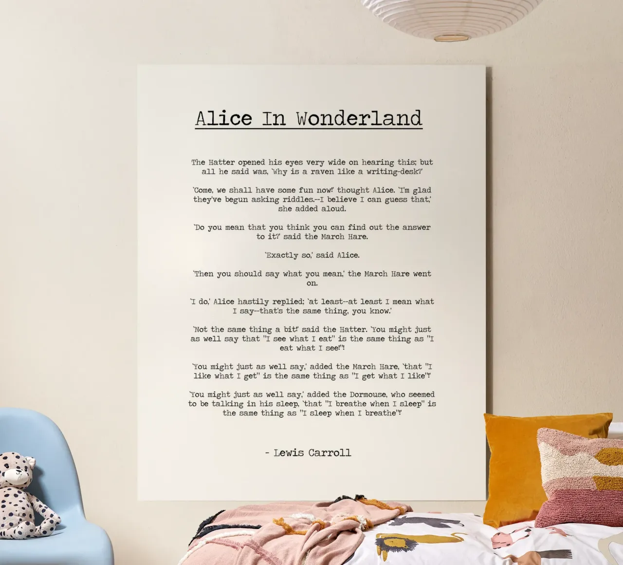 "Man sollte sagen, was man meint" Zitat Alice im Wunderland Alu-Dibond von Summer Soul Co. - Quotes