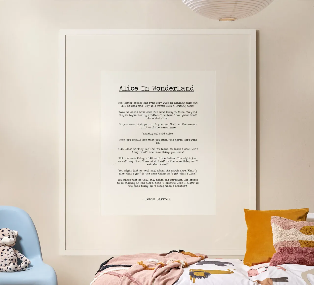 "Dovresti dire quello che pensi" Citazione di Alice nel Paese delle Meraviglie poster con telaio in legno da Summer Soul Co. - Quotes