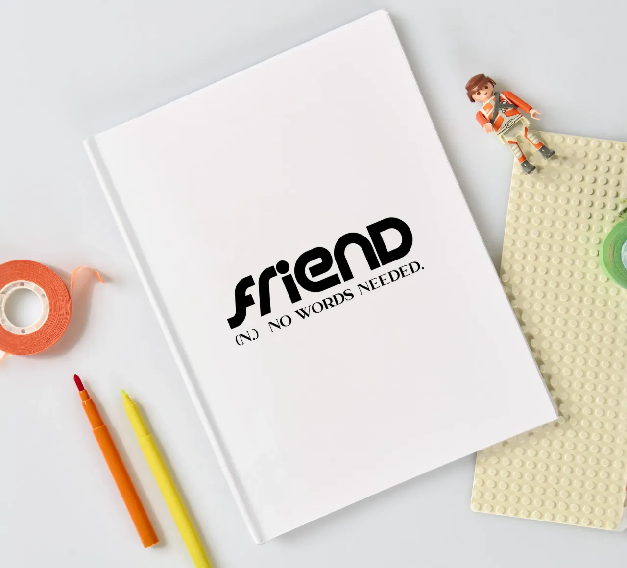 Friend No Words Needed Simple Minimalist Typography notebook by YV TYPOGRAPHY