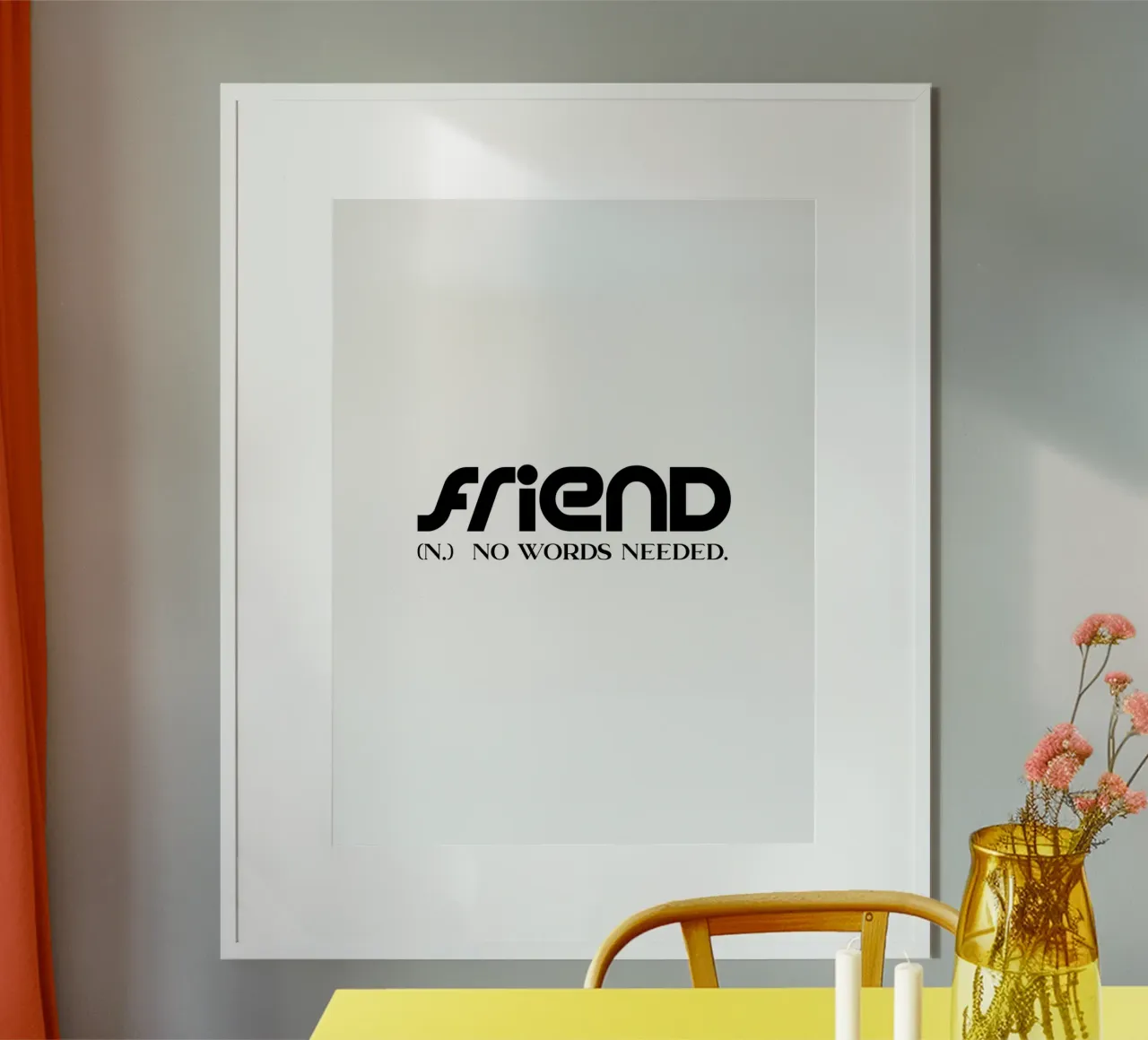 Amico Non servono parole Semplice tipografia minimalista carta hahnemühle da YV TYPOGRAPHY