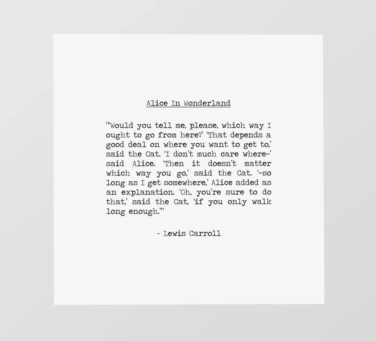Non importa da che parte vai Stregatto Alice citazione telo in pvc da Summer Soul Co. - Quotes