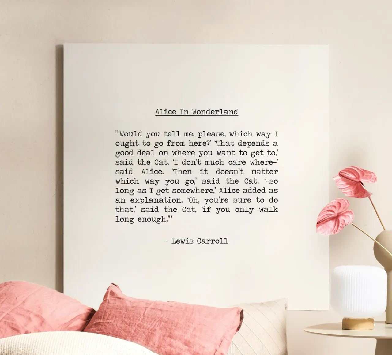 It doesn't matter which way you go Cheshire Cat Alice quote canvas by Summer Soul Co. - Quotes