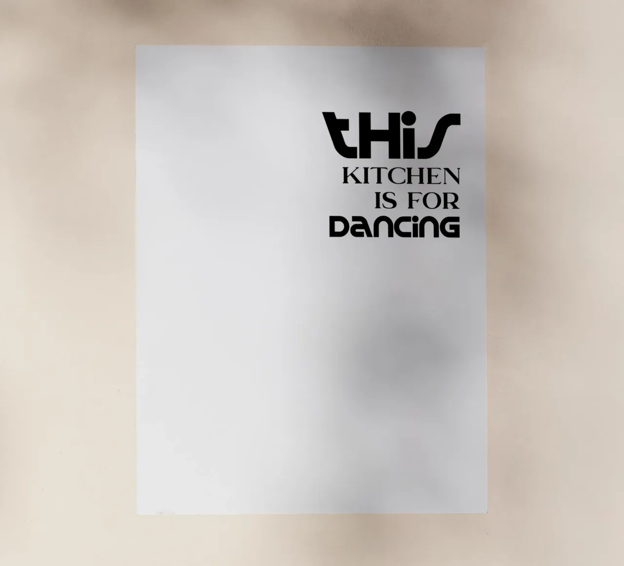Questa cucina è per ballare Semplice tipografia minimalista pellicola backlit da YV TYPOGRAPHY
