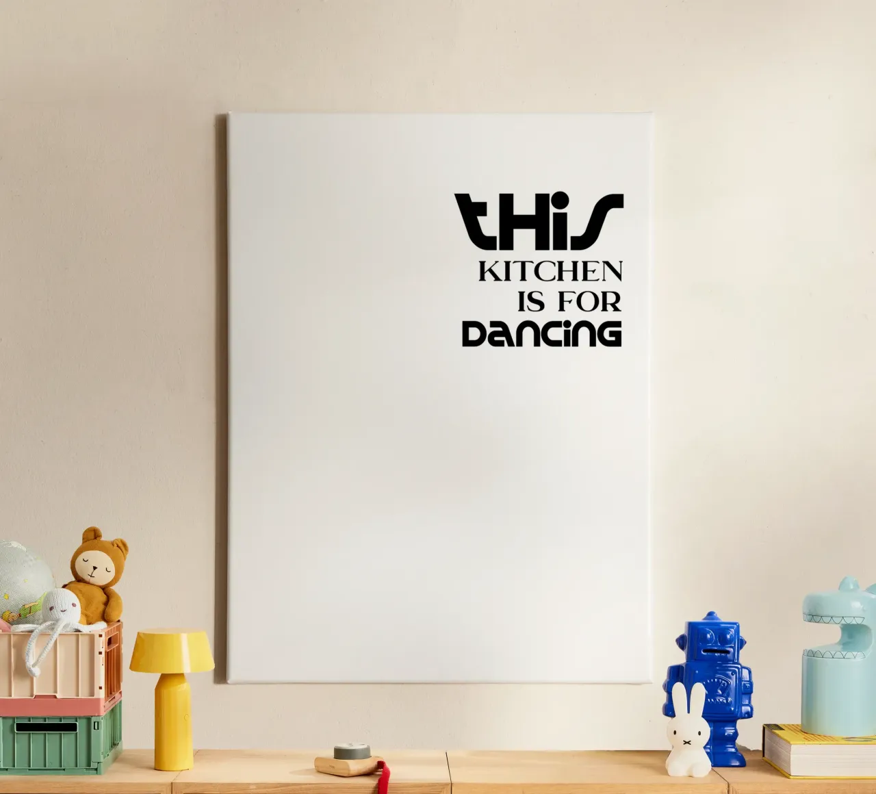 This Kitchen Is For Dancing Simple Minimalist Typography canvas with Floater frame by YV TYPOGRAPHY