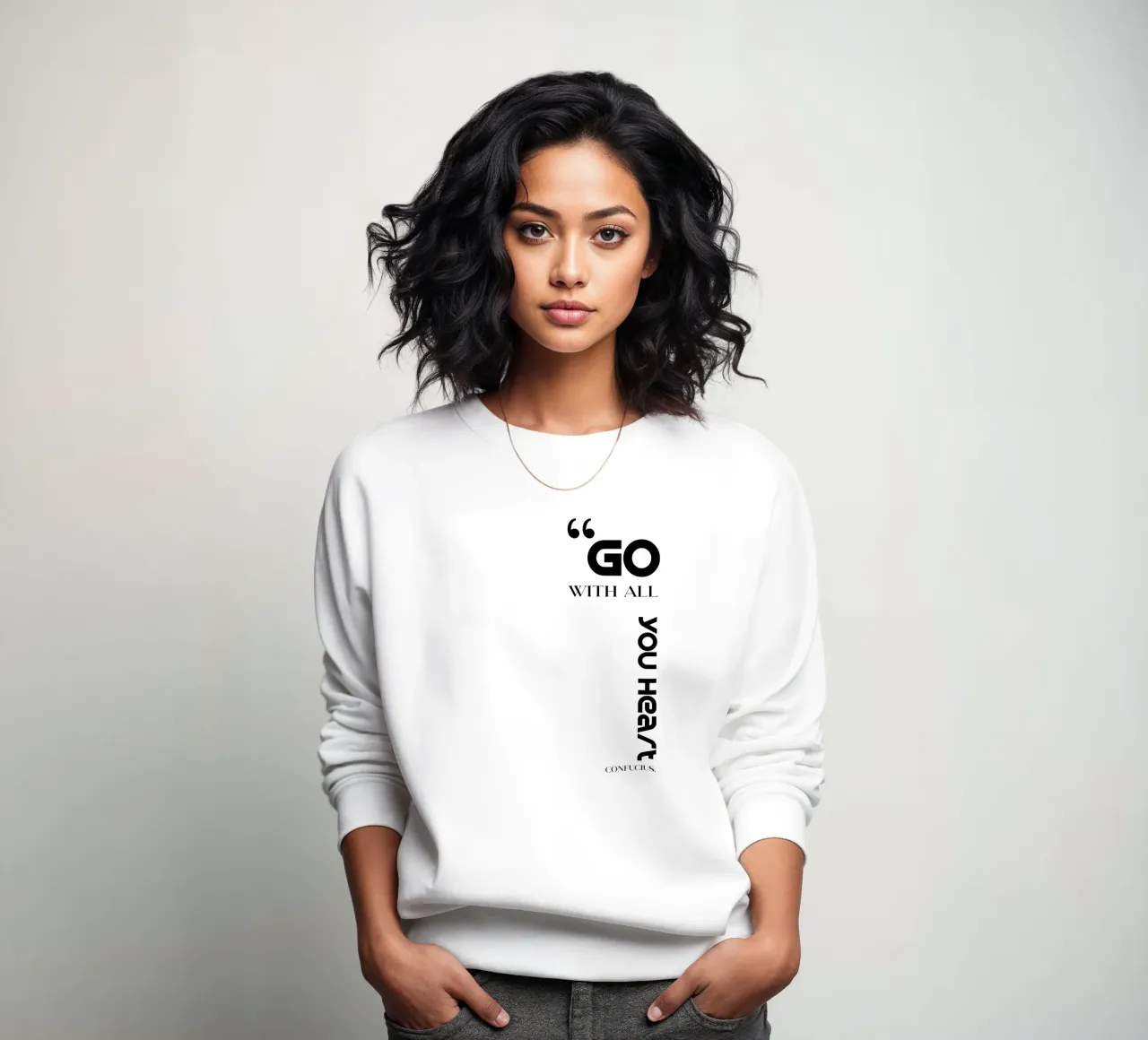 Go With All You Heart Modern Minimalist Typography Sweatshirt von YV TYPOGRAPHY