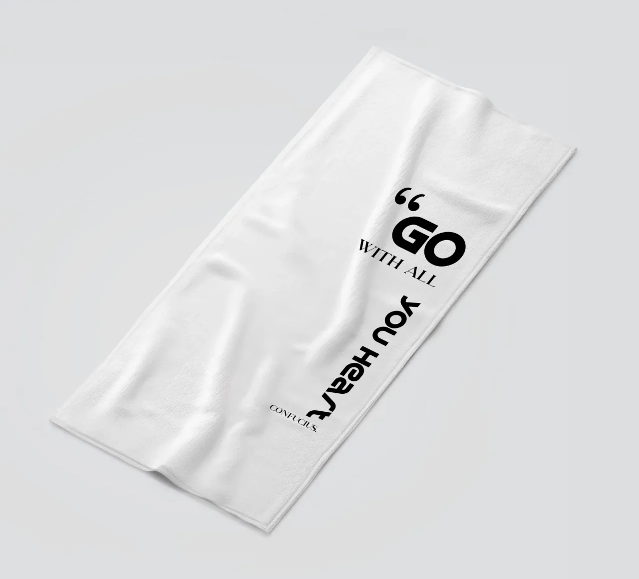Go With All You Heart Modern Minimalist Typography beach towel by YV TYPOGRAPHY