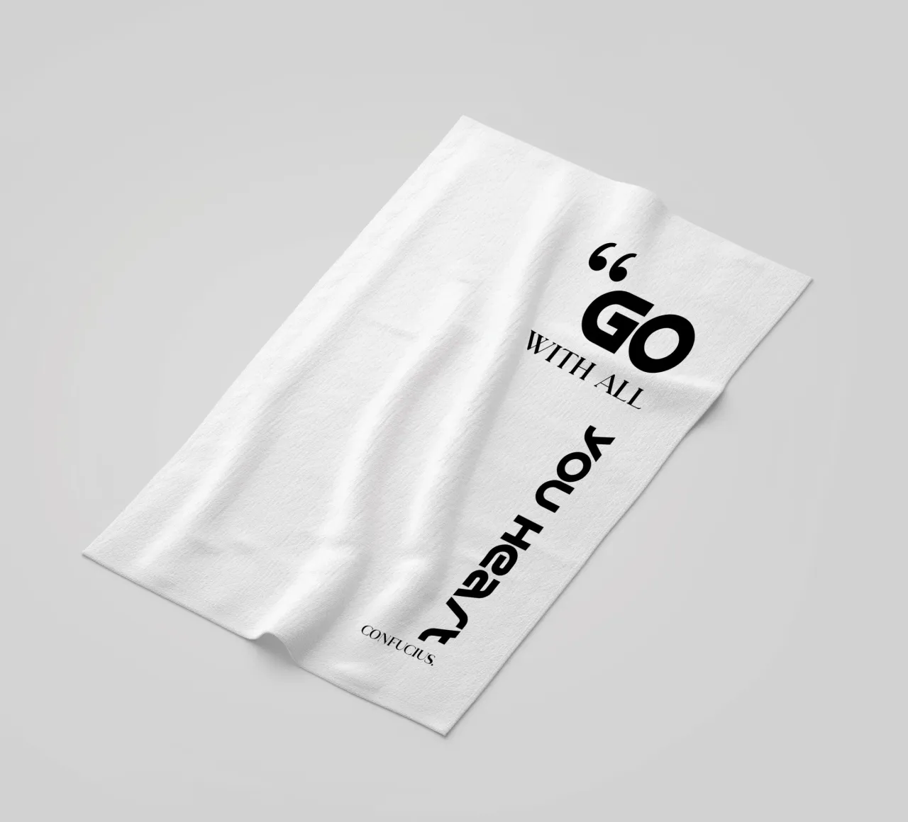 Go With All You Heart Modern Minimalist Typography beach towel by YV TYPOGRAPHY
