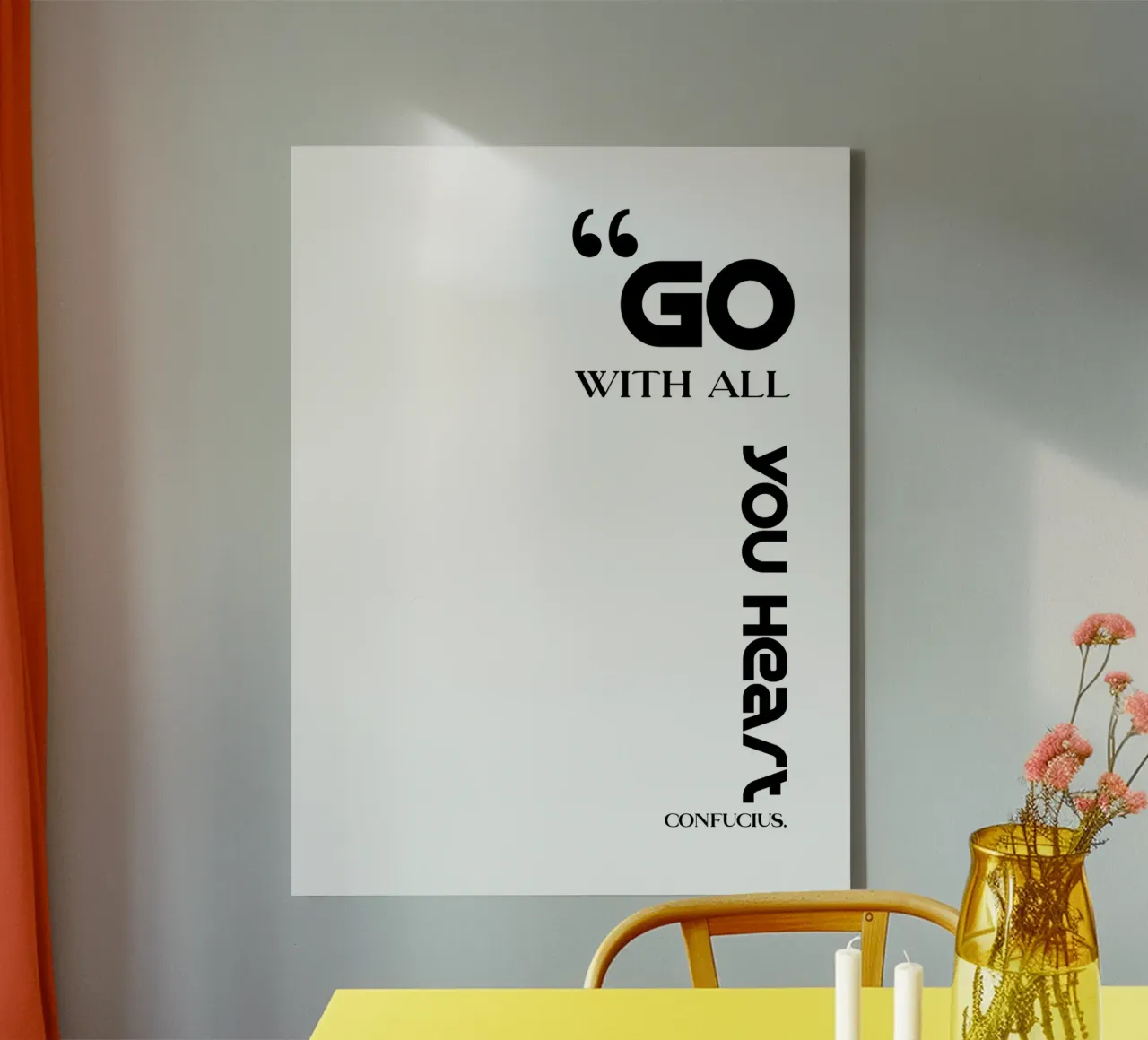 Go With All You Heart Modern Minimalist Typography canvas by YV TYPOGRAPHY