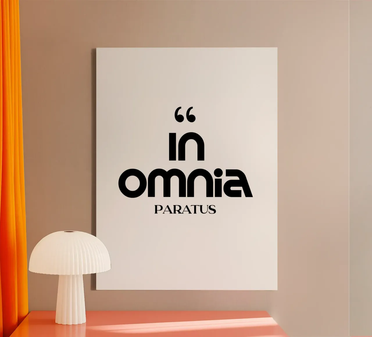 In Omnia Paratus Modern Minimalist Typography canvas with Floater frame by YV TYPOGRAPHY