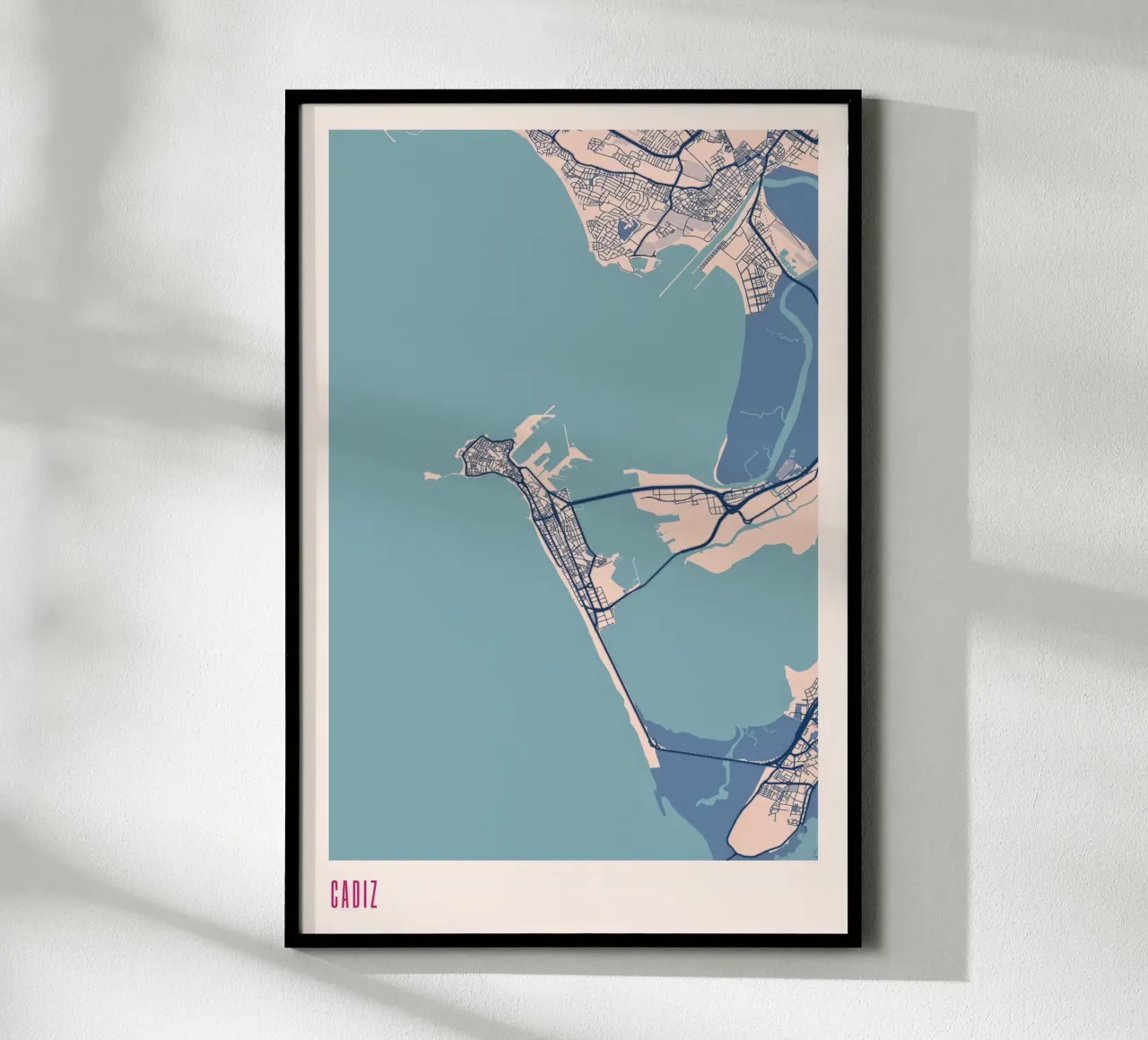 Cádiz, il bordo della Spagna poster con telaio in legno da MOOODZART