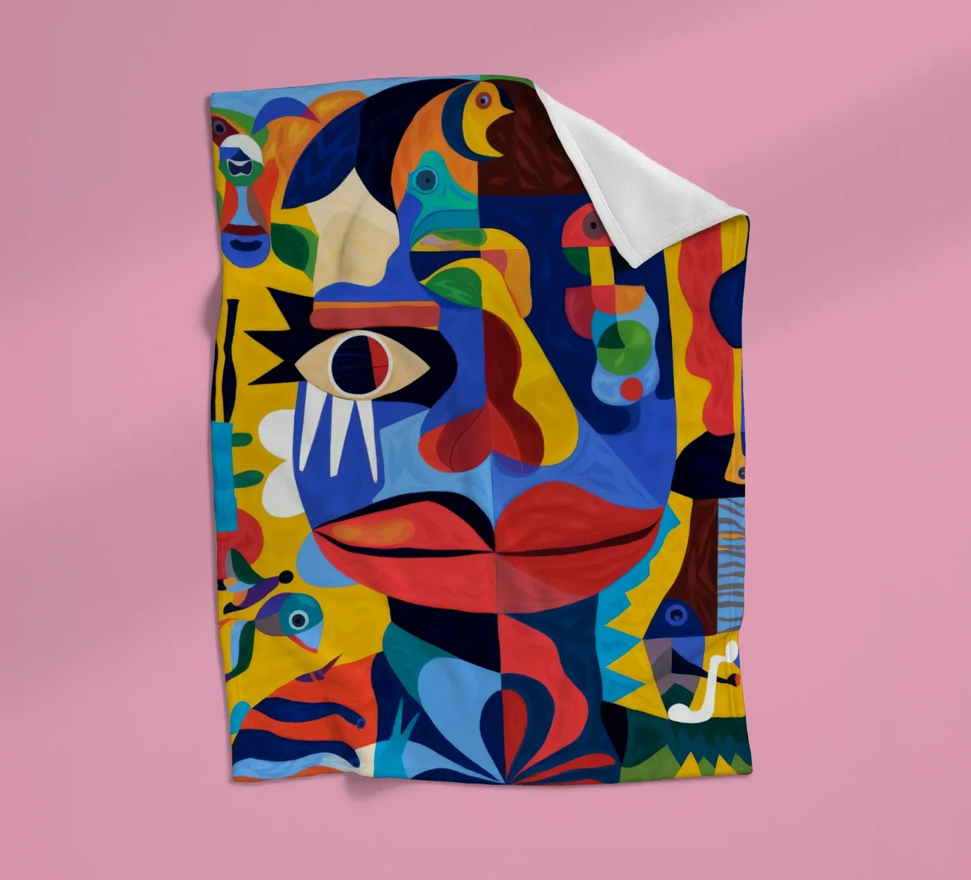 Fragmented Faces fleece blanket by Monarco Virtuoso