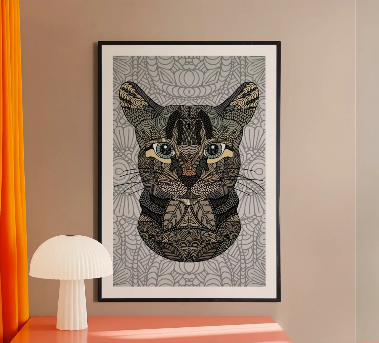 Tabby Cat poster con telaio in legno da Angelika Parker