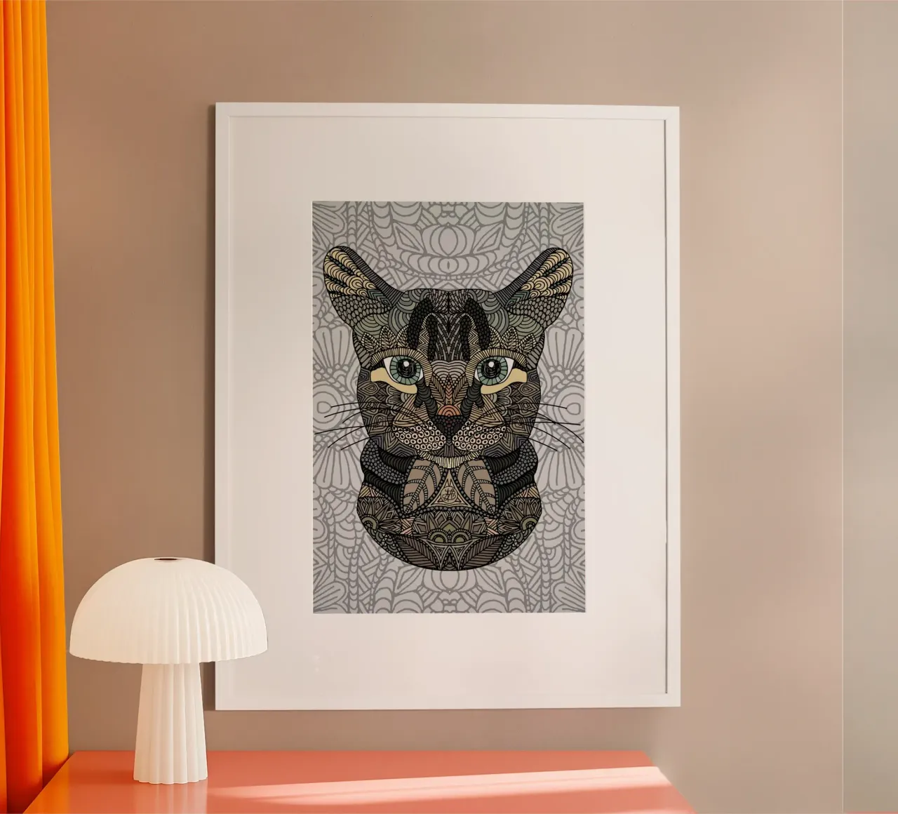 Tabby Cat poster con telaio in legno da Angelika Parker