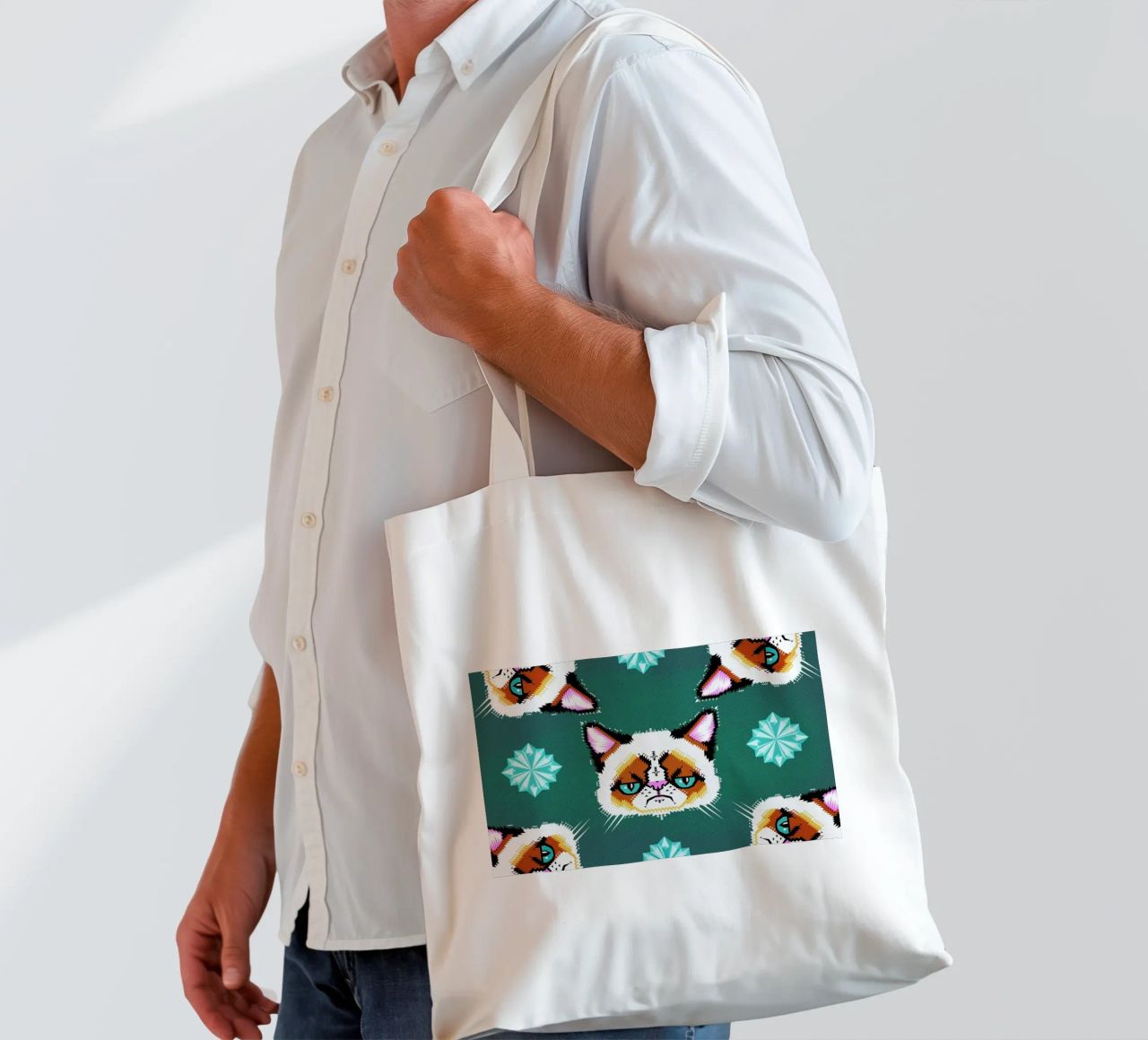 Grumpy Cat borsa in juta da Chobopop