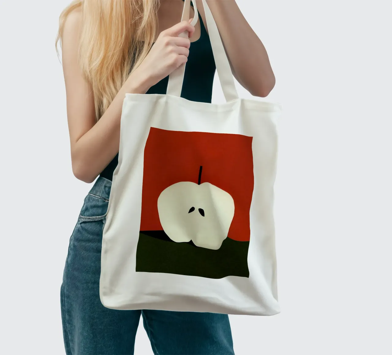 Half Red Apple borsa in juta da Rosi Feist