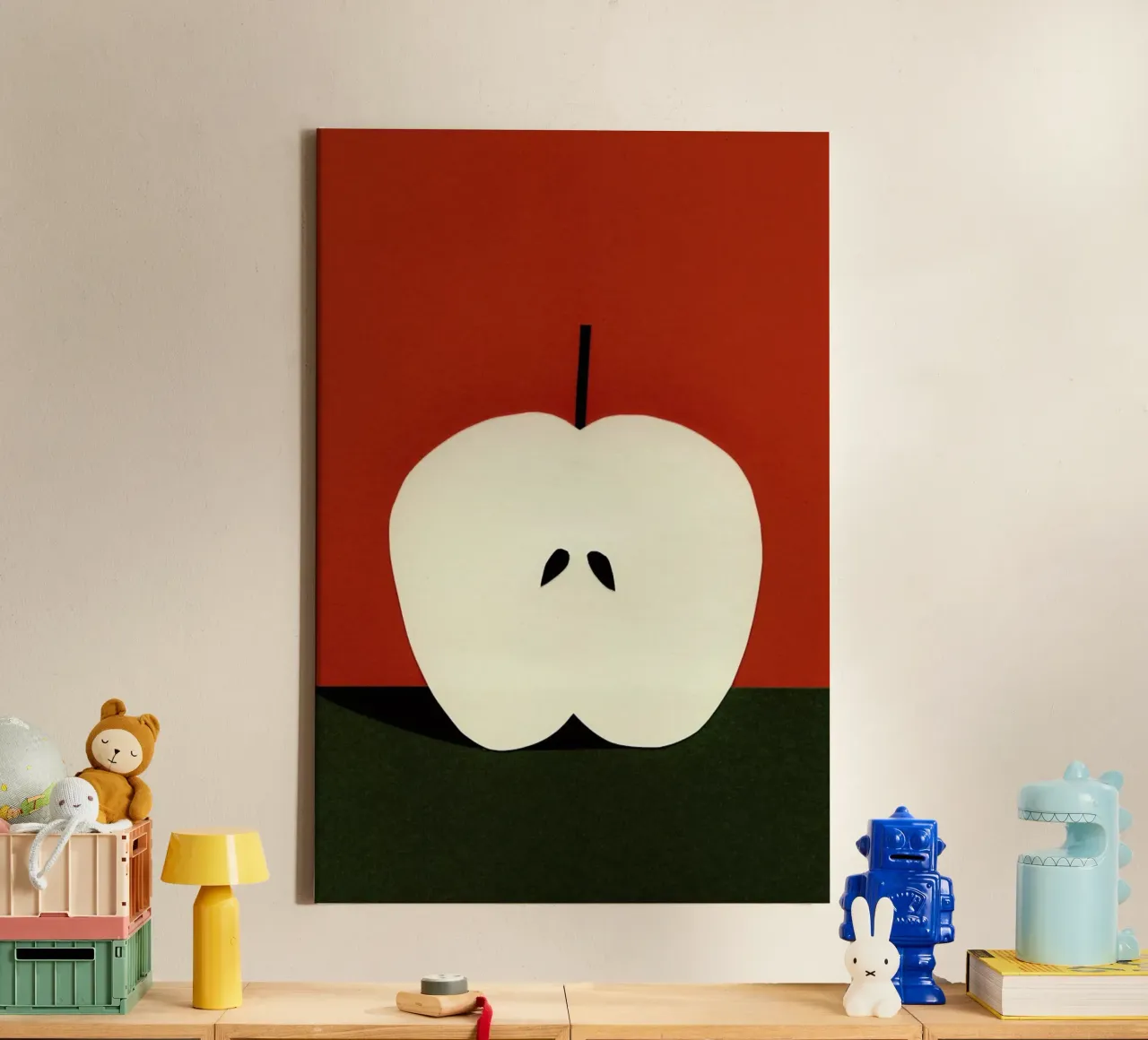 Half Red Apple canvas met Baklijst van Rosi Feist