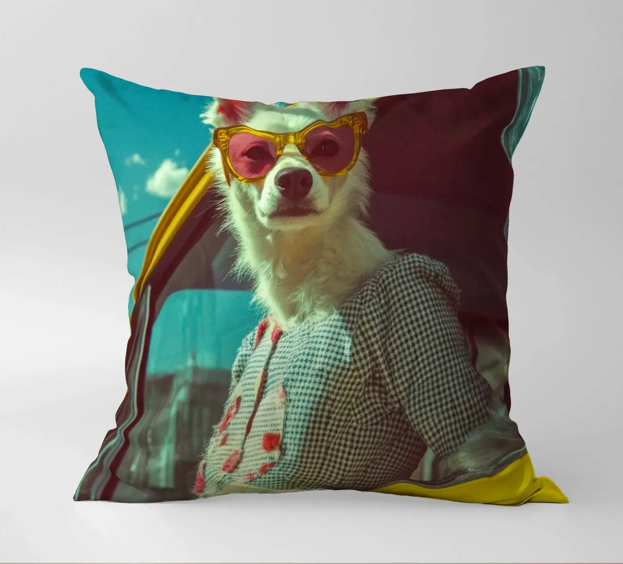 Bianca cuscino da Affiches Chien Originales – Dogland