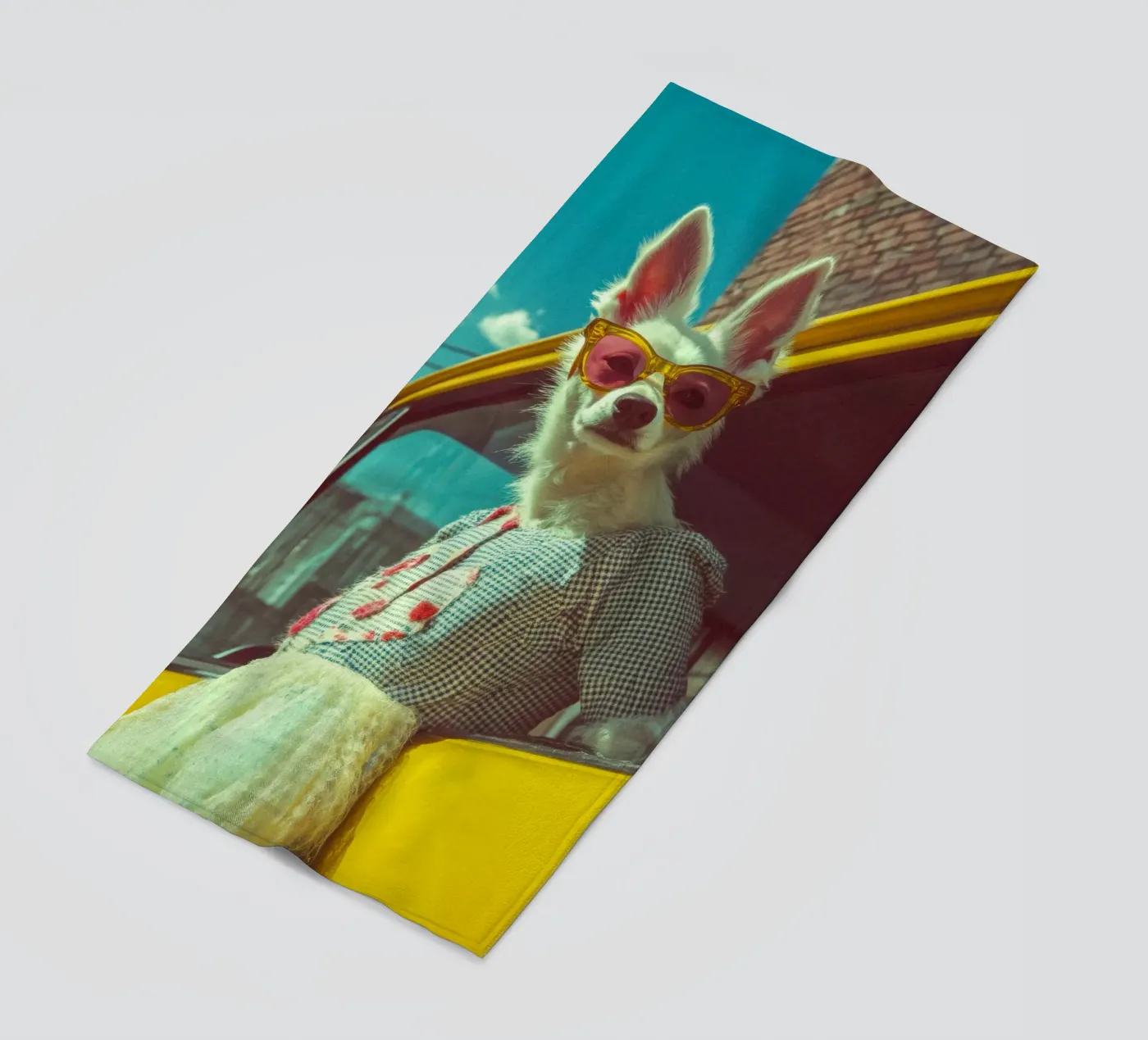 Bianca telo mare da Affiches Chien Originales – Dogland