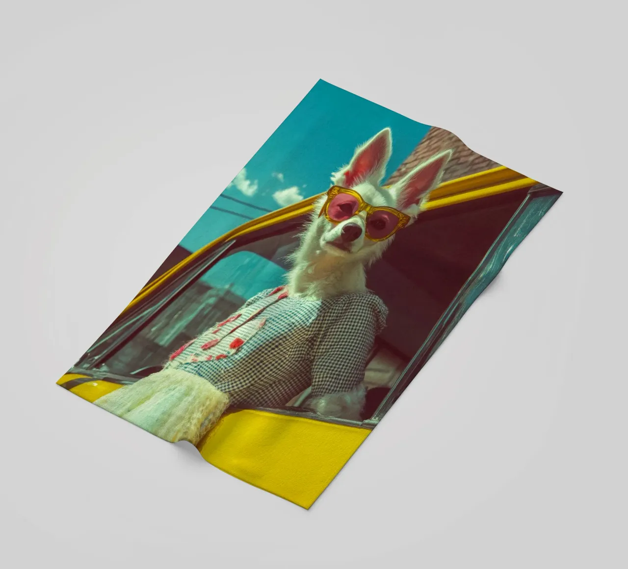 Bianca telo mare da Affiches Chien Originales – Dogland