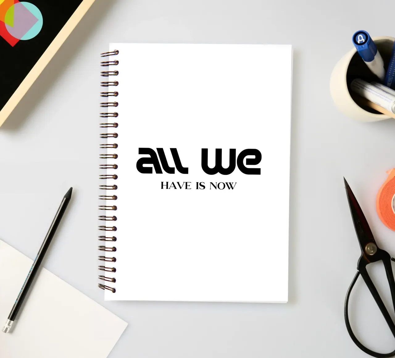 All We Have Is Now Elegant Minimalist Typography spiral notebook by YV TYPOGRAPHY