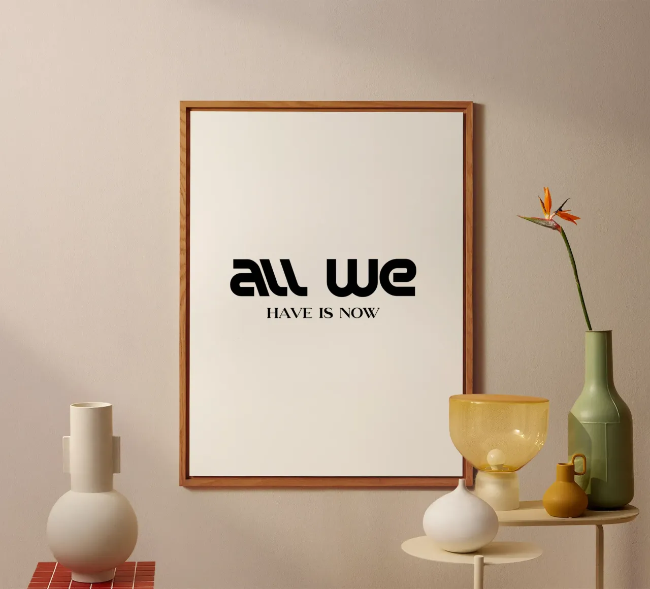 All We Have Is Now Elegant Minimalist Typography alu-dibond by YV TYPOGRAPHY