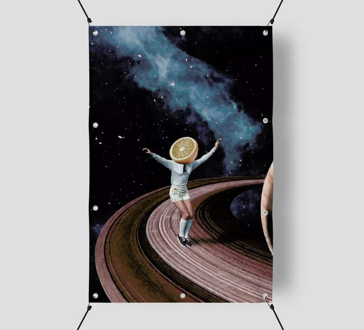 Jumping Oranges in My Head telo in pvc da Maarten Léon