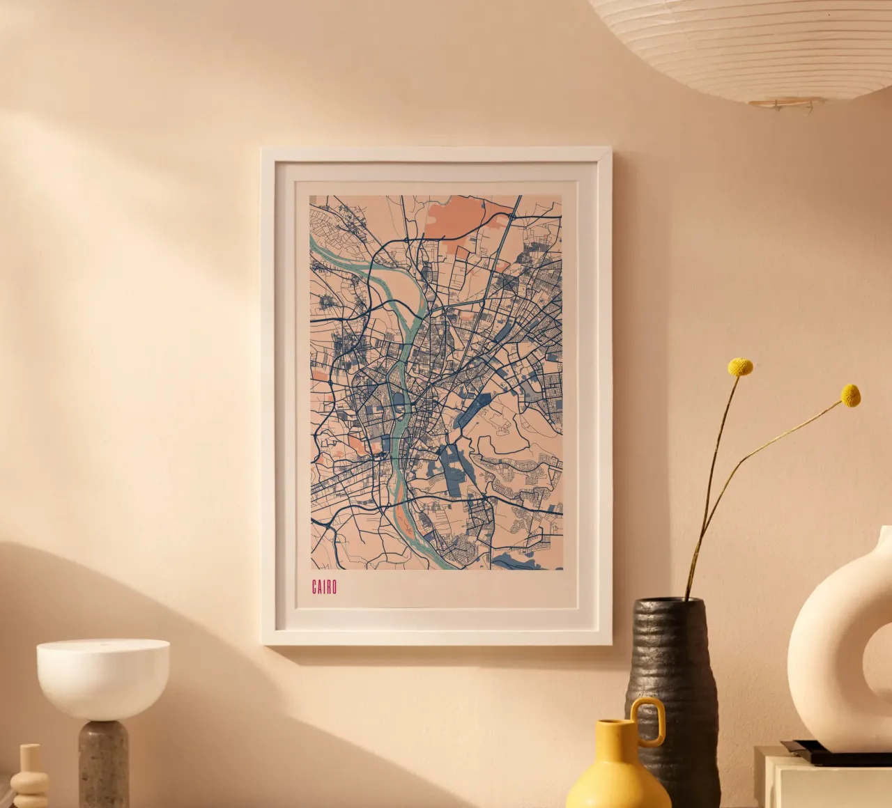 Il Cairo - Il Nilo e la storia poster con telaio in legno da MOOODZART